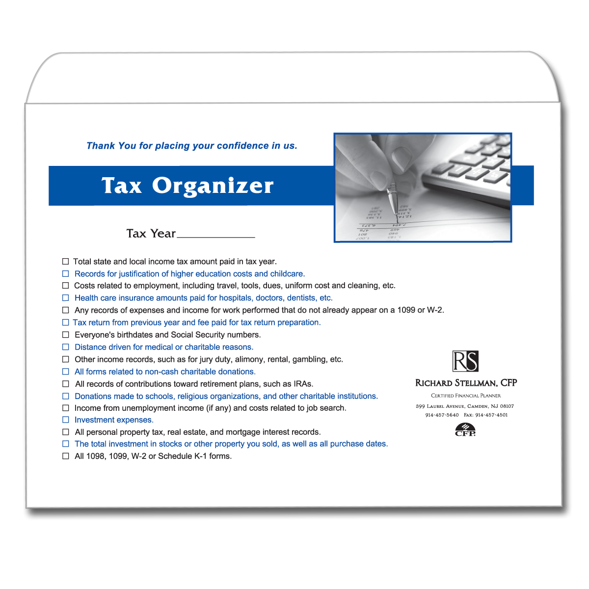 Tax Client Tax Return Envelope Mines Press