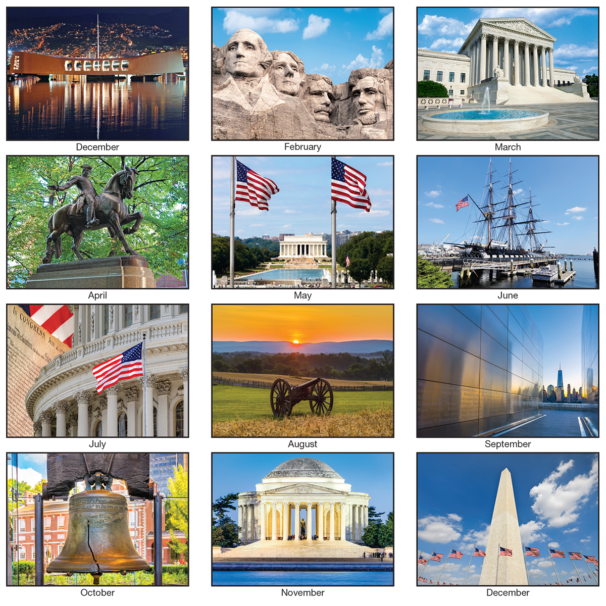 Great Symbols of American History Wall Calendar Mines Press