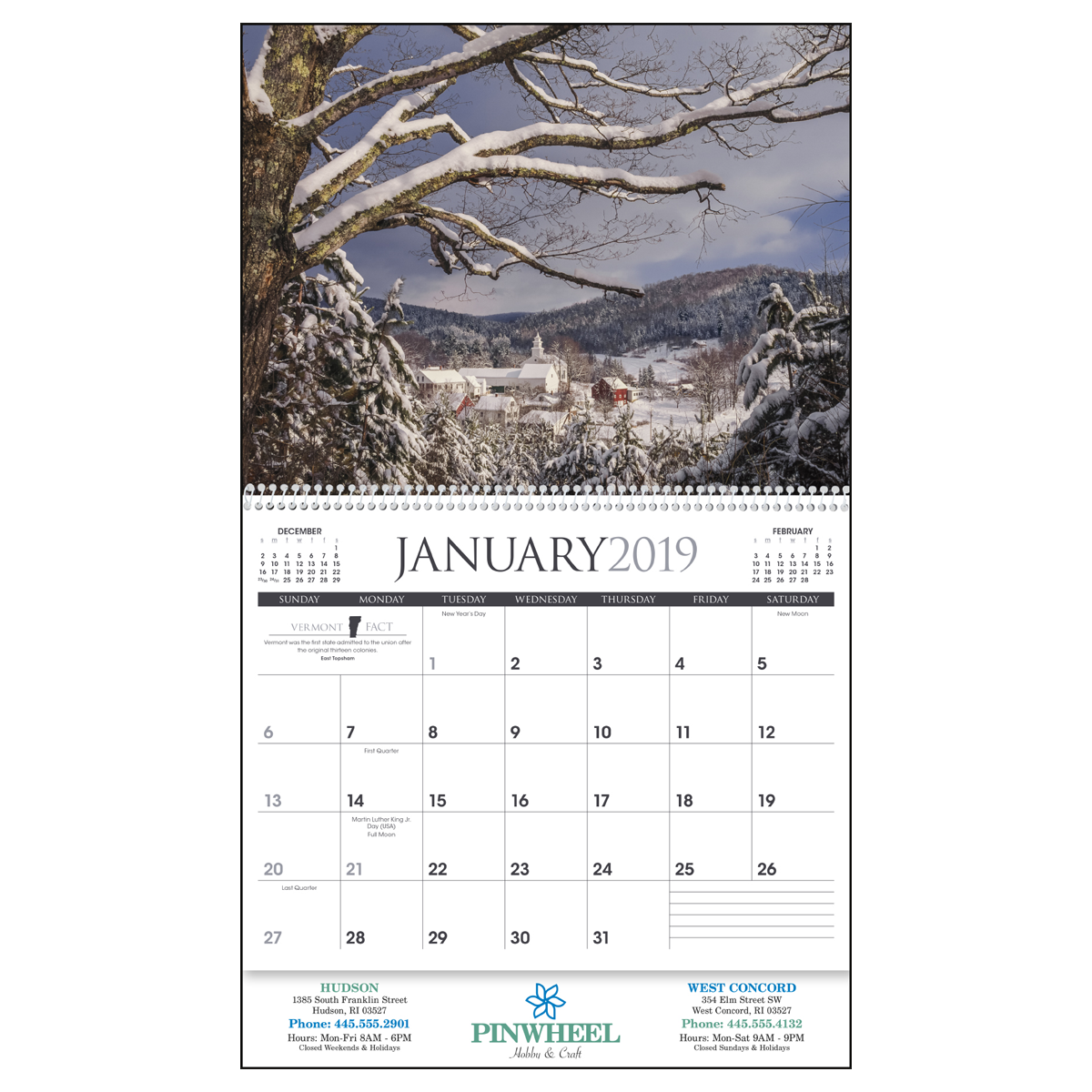 New England Tour Wall Calendar Mines Press