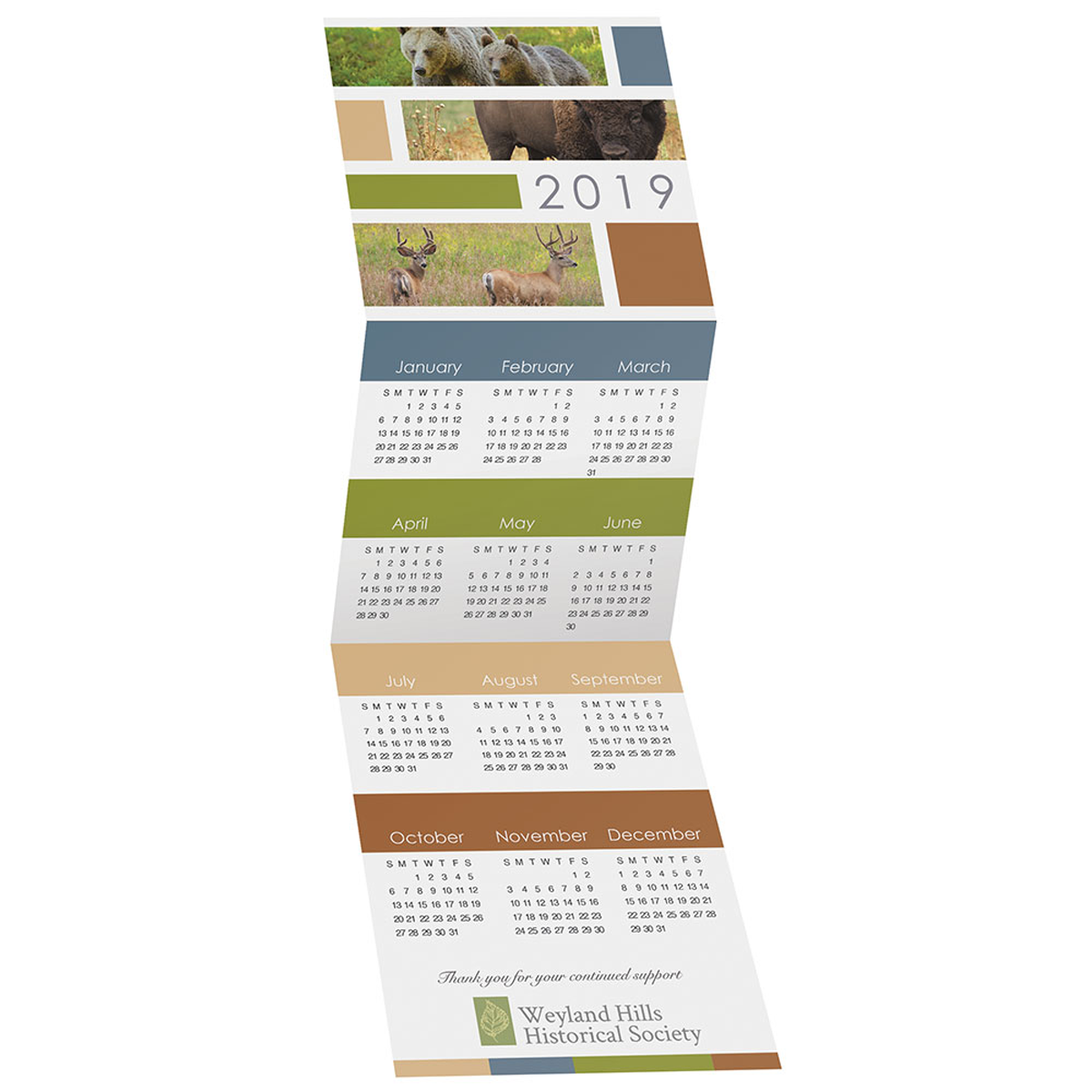 Wildlife TriFold Greeting Card Calendar Mines Press