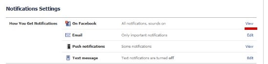 Facebook notification settings