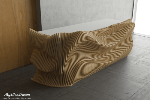 Comptoir d'accueil design en bois mywoodream| Mobilier paramétrique france| Meuble accueil design