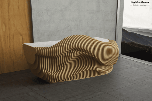 comptoir d'accueil design en bois mywoodream| Mobilier paramétrique france