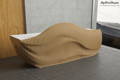 comptoir d'accueil design en bois mywoodream| Mobilier paramétrique france | comptoir d'accueil en planches bois