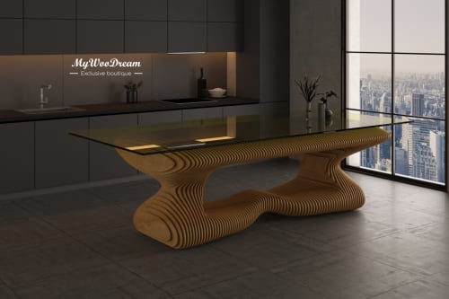 Table a manger | table cuisine | table en bois plateau verre | table à manger design