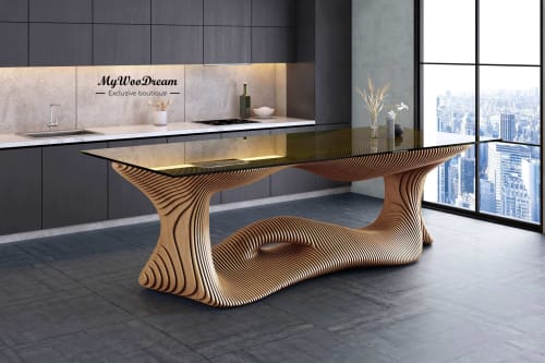 table à manger en bois | table design | table paramétrique | table entrée salon | mobilier paramétrique France | table reunion