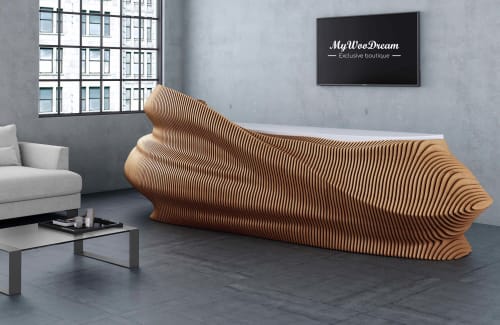 Comptoir d'accueil design accessibilité pmr | Banque d'accueil design | Comptoir réception clinique acces pmr