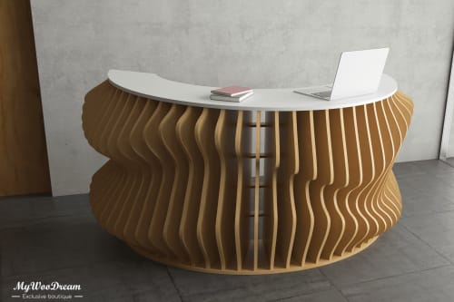 Comptoir d'accueil design accessibilité pmr | Banque d'accueil design | Comptoir réception clinique acces pmr