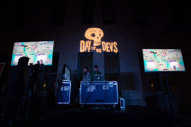 Rich Vreeland, aka Disasterpeace, plays a set during a live demo of Hyper Light Drifter.