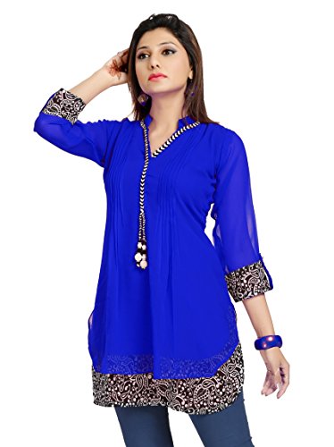 ALC Creations Women's Chiffon A-Line Short Kurti Price in India