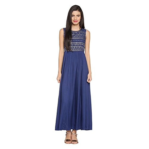 Akkriti by Pantaloons Women Rayon Dress_Indigo_L Price in India