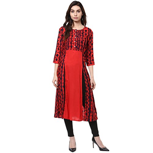 Akkriti by Pantaloons Women's Rayon Tunic_Red_S Price in India