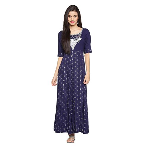 Akkriti by Pantaloons Women Rayon Dress_Indigo_XS Price in India