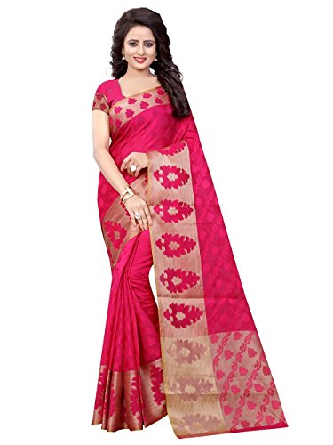 Craftsvilla sarees womens Gajari Poly Cotton Jacquard Party & Festival Wear Saree with Blouse Piece Price in India