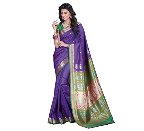 Craftsvilla sarees womens Purple Bangalore Silk Jacquard Party & Festival Wear Saree with Blouse Piece Price in India