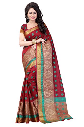 Craftsvilla Womens Maroon Cotton Silk Jacquard Party & Festival Wear Saree with Blouse Piece Price in India