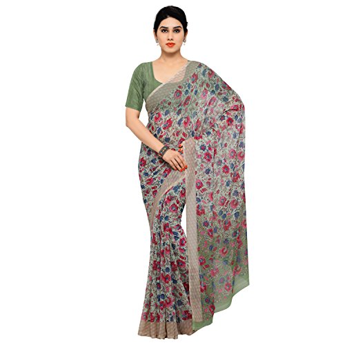 Vaamsi Women's Chiffon Saree With Blouse Piece Price in India