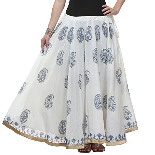 NIKA Chanderi Art Silk Hand Block Printed Long Skirt Price in India