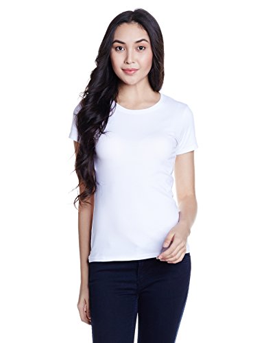 Symbol Women's Solid Round Neck Cotton Stretch T-Shirt Price in India