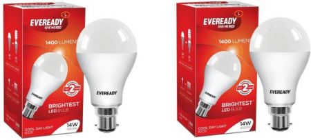 Eveready 14 W B22 LED Bulb (White, Pack of 2) Price in India
