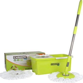 Chrome Stainless Steel Spin Mop Set (Built in Wringer Light Green) Price in India