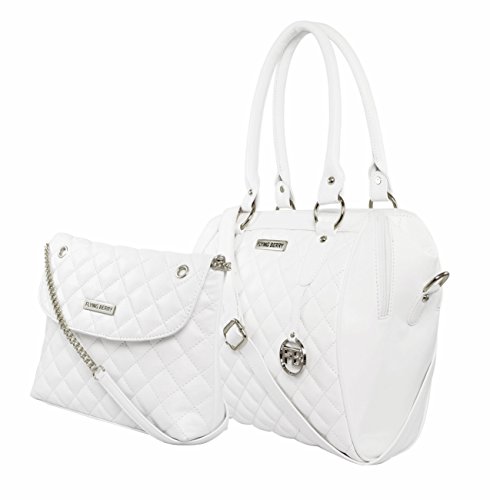 Flying Berry Women's Hand Bag Combo Pack - White- Silver Price in India