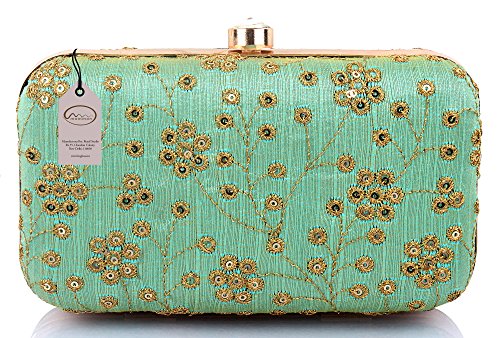 Mammon Women's Bridal Clutch with Golden sling Price in India