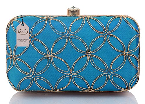 Mammon Women's Bridal Clutch with Golden sling Price in India