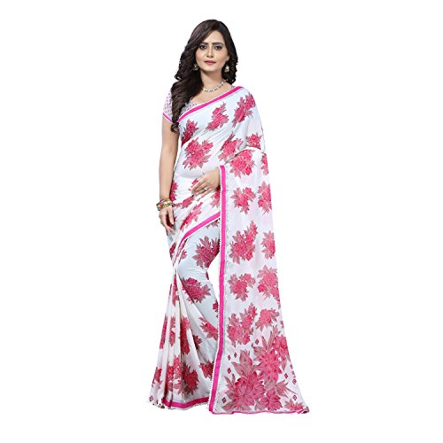 Jaanvi Fashion Women's Georgette Floral Printed Saree Price in India