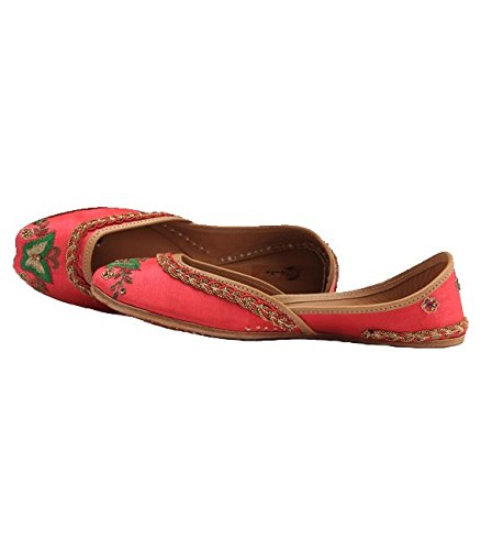 Shilpsutra Pink Dancing Butterfly Ethnic Footwear for Girls - Silk Material Pink Color Elegant Jutti for Women Size 39 Price in India