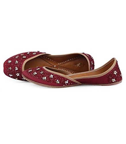 Shilpsutra Bridal Touch Ethnic Footwear for Girls - Silk Material Maroon Color Elegant Jutti for Women Size 39 Price in India