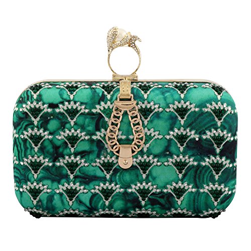 Puneet Gupta Green Trinket Designer Clutch Price in India