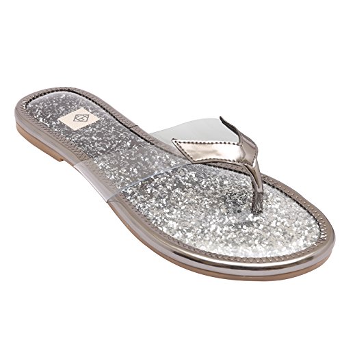 Gush Shoes & Accessories Women's Silver Flip-Flops - 7 UK/India Price in India
