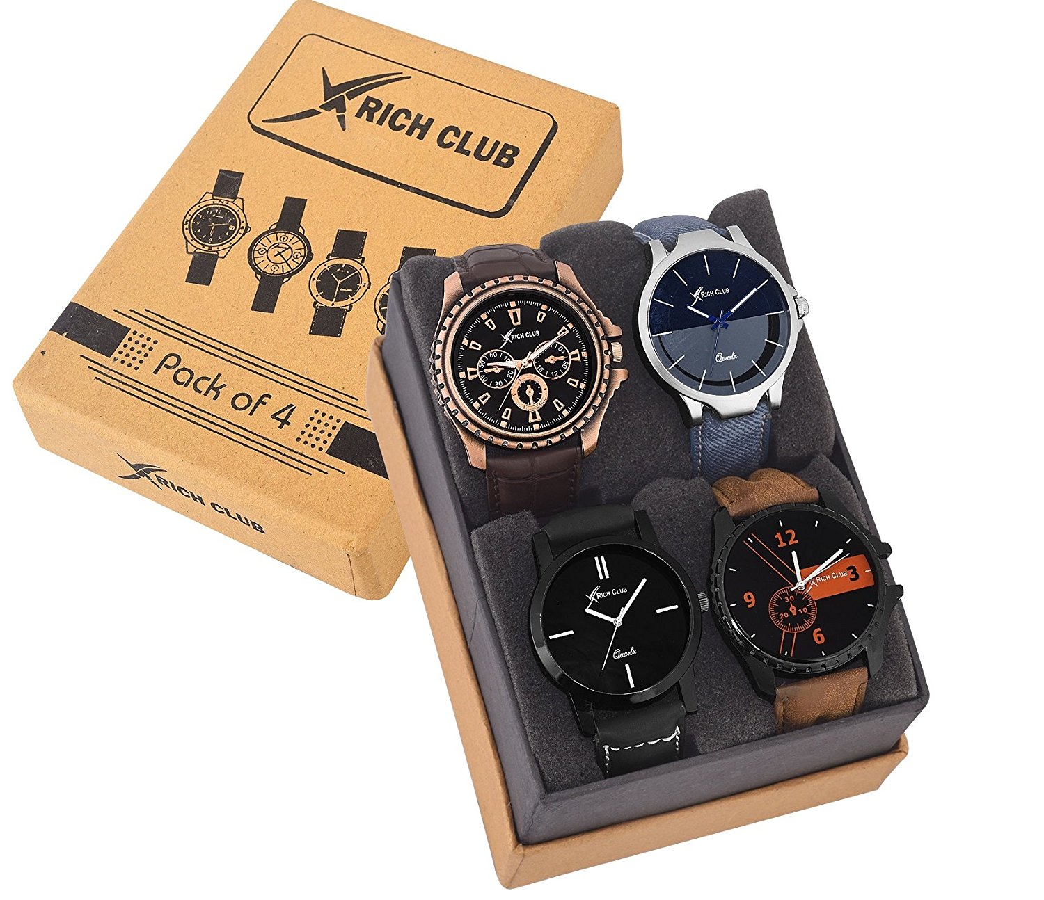 Rich Club Pack Of 4 Multicolour Analog Analog Watch For Men And Boys Price in India