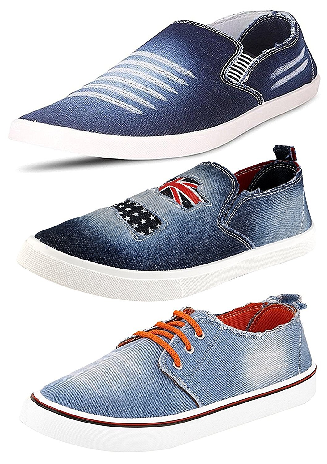 Ethics Top Quality Men's Combo Pack of 3 Denim Loafer Shoes for Men-for Denim Lovers Price in India