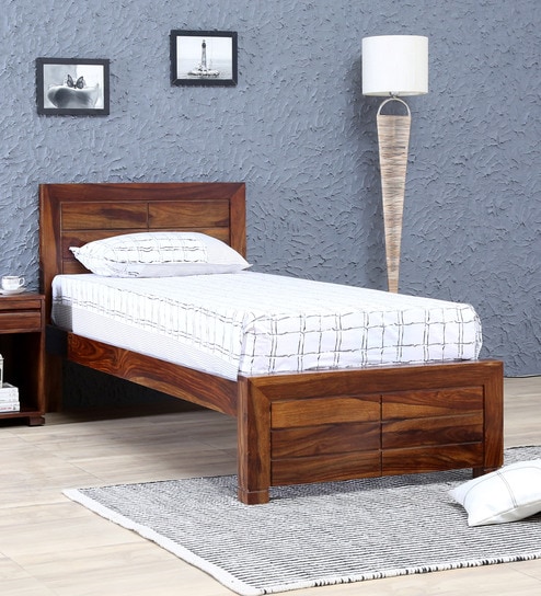 Segur Solid Wood Single Bed in Provincial Teak Finish by Woodsworth Price in India