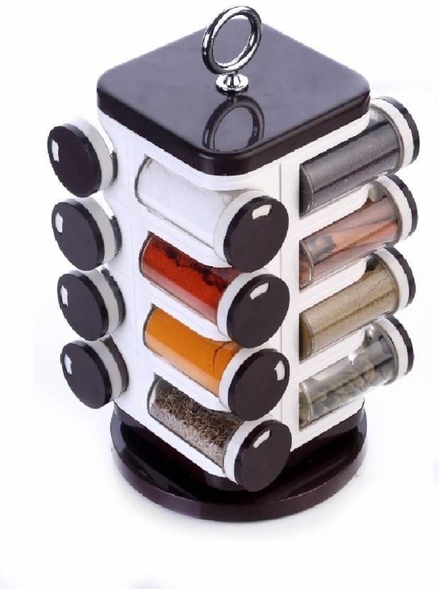 Ganesh Storewell 16-Jar Revolving Spice Rack Spice Set  (Plastic) Price in India