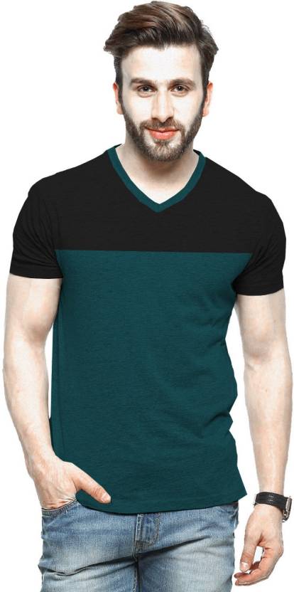 Tripr Solid Men V-neck Multicolor T-Shirt Price in India