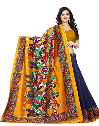 Jaanvi Fashion Women's Art Silk Kalamkari Printed Saree Price in