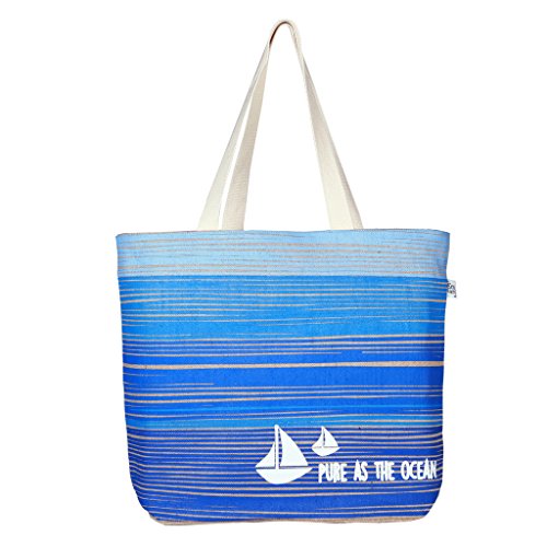 EcoRight Reusable 100% Jute Cotton EcoFriendly Large Tote Bag Printed Blue Ocean Price in India