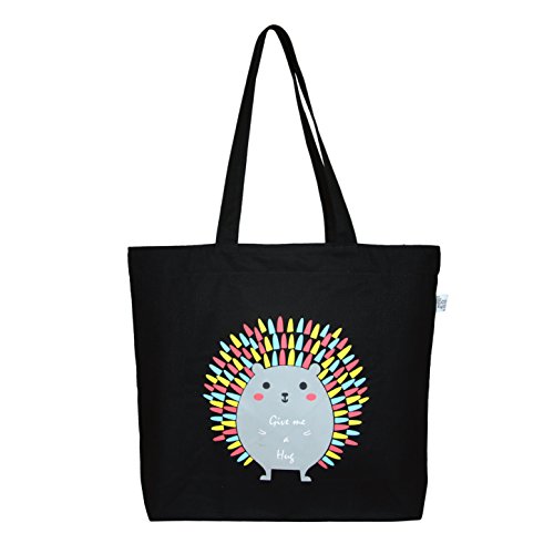 EcoRight Large Tote Bag Reusable 100% Cotton Canvas EcoFriendly Printed "Hug me Porcupine" Price in India