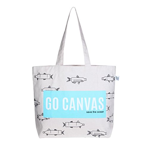 EcoRight Large Tote Bag 100% Cotton Canvas Reusable EcoFriendly Printed "Go Canvas" Price in India