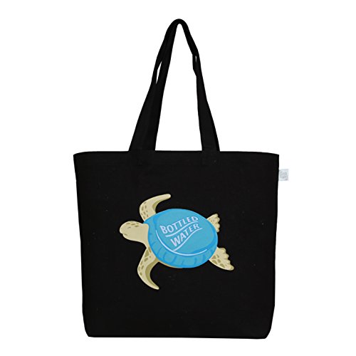 EcoRight Large Tote Bag 100% Cotton Canvas Reusable EcoFriendly Printed "Bottle Cap Turtle" Price in India