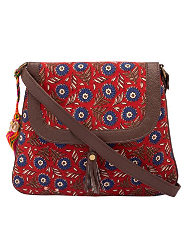 Vivinkaa Red Flower Ethnic Printed Sling Bag for Women Price in India