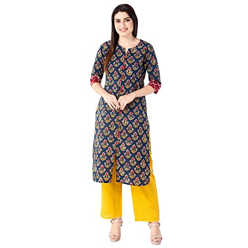 Khushal K Women's Cotton Printed Kurta With Palazzo Pant Set Price in India