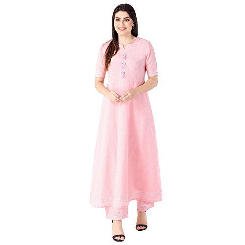 Khushal K Women's Cotton Solid Kurta With Palazzo Pant Set Price in India