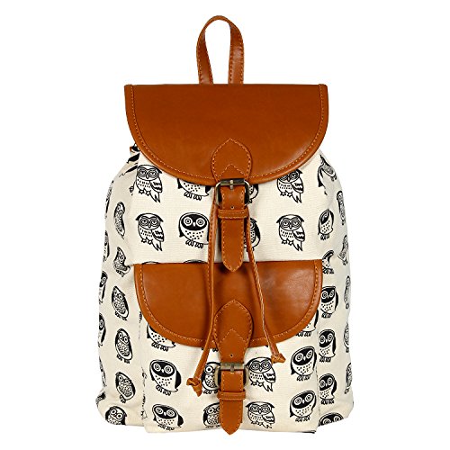 Lychee Bags Women's Cream, Tan Canvas Kacy Backpack Price in India