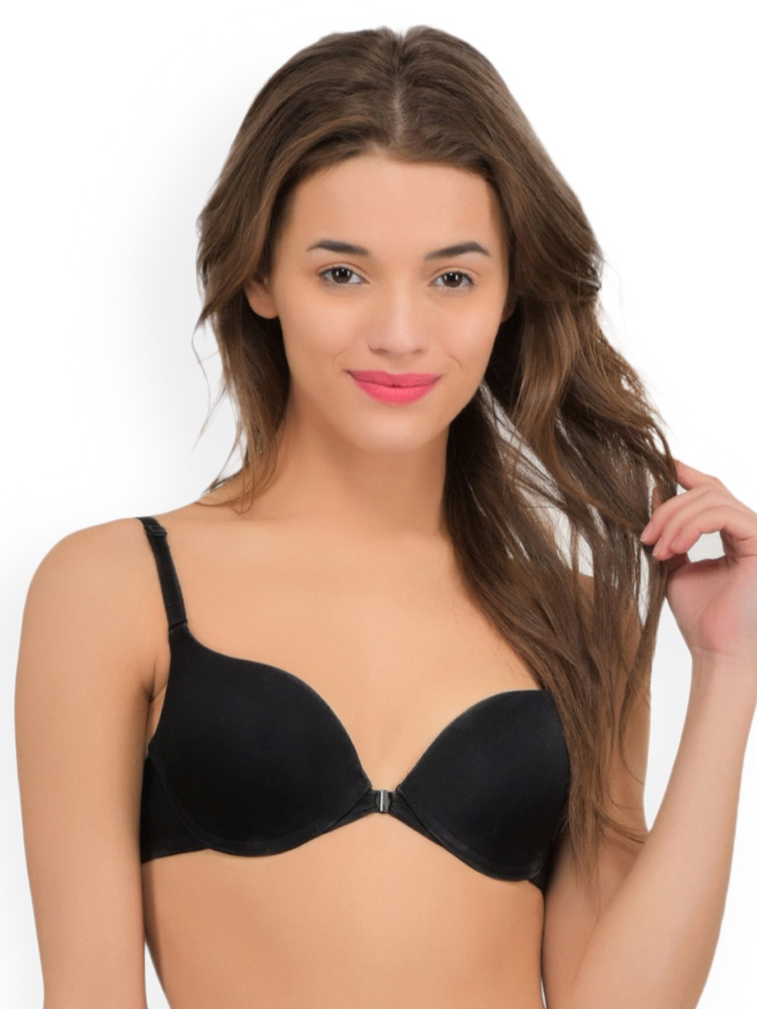 PrettyCat Black Solid Underwired Lightly Padded Push-Up Bra PCBR20304636B Price in India