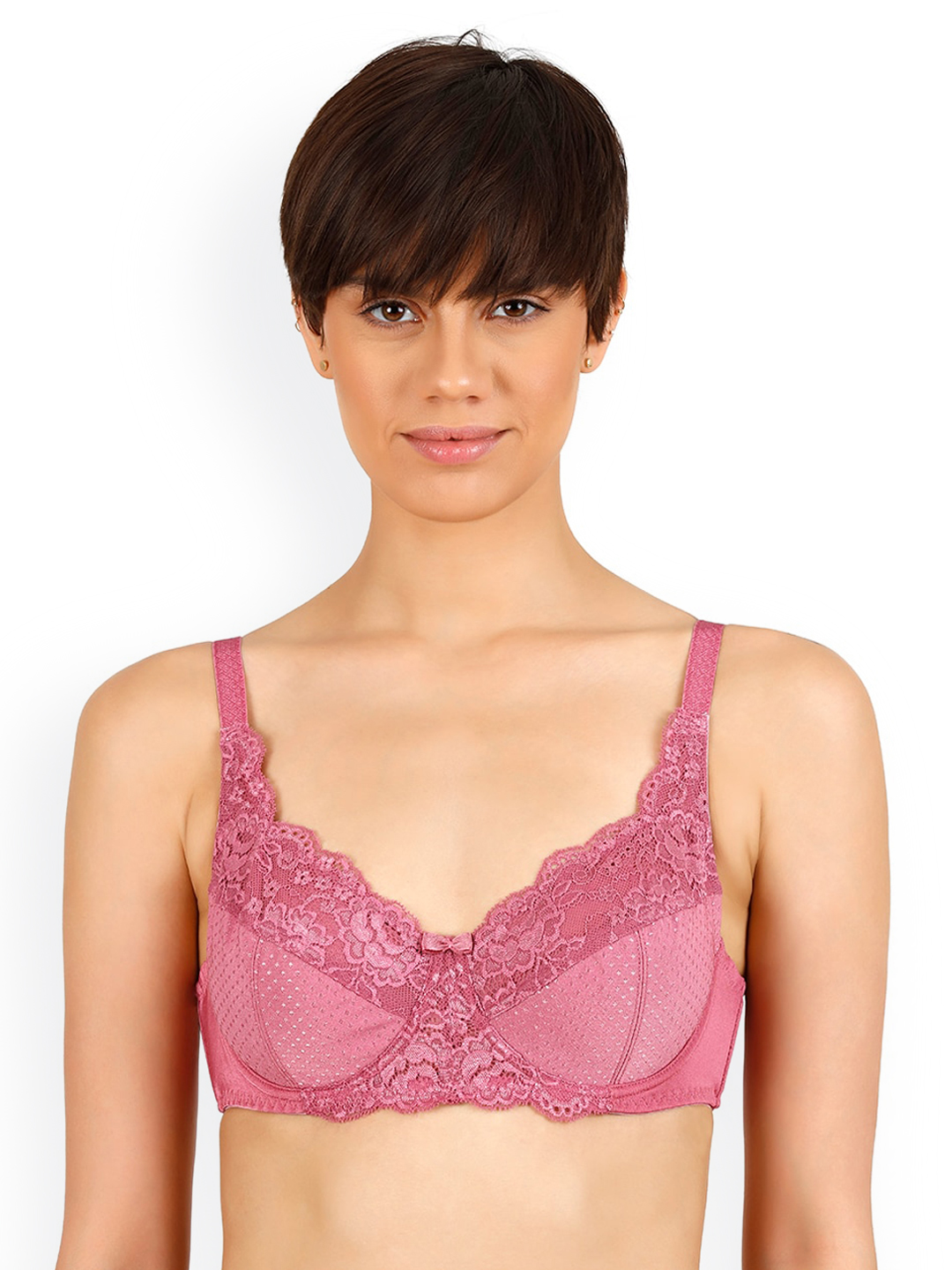 Zivame Pink Lace Underwired Non Padded Everyday Bra ZI0NCESP11DKMUV Price in India