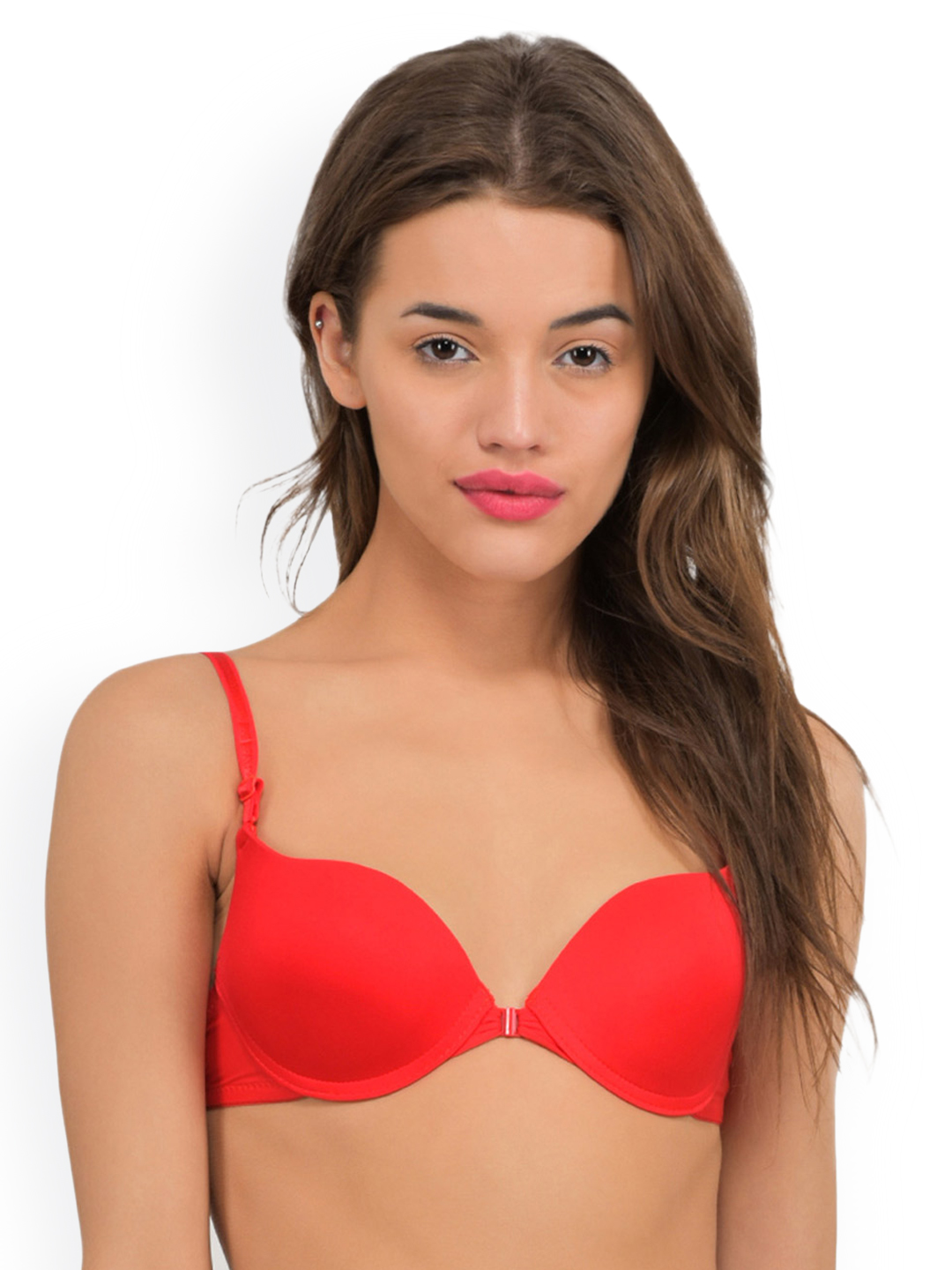 PrettyCat Red Solid Underwired Lightly Padded Push-Up Bra PCBR20304936B Price in India